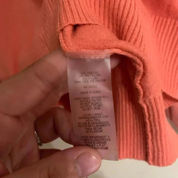 Elegant blouse balloon sleeves peach/salmon color | size large see measurements - Picture 6 of 8